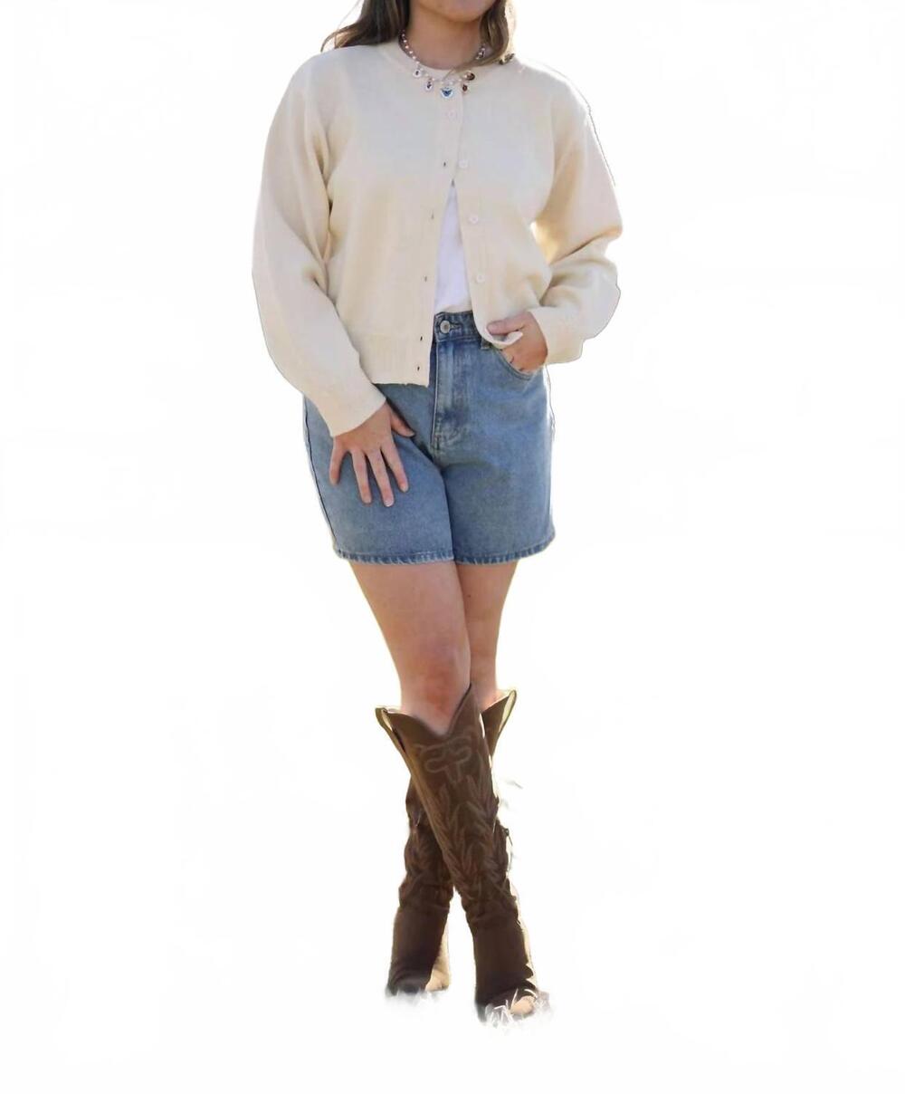 NEW WISHLIST high waisted denim shorts in medium wash
